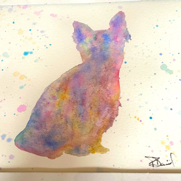 Yorkie Watercolor Painting - Picture 2 of 2